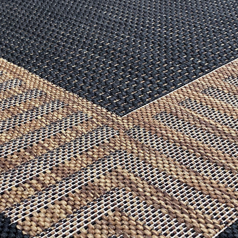 Three Posts™ Daponte Flatweave Black/Gold Indoor/Outdoor Rug & Reviews